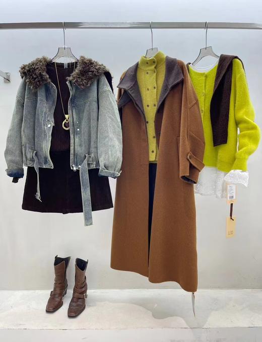 74WT21156#拼毛领拉链帽夹棉牛仔 商品图6