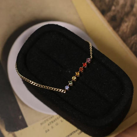 18K 厚金彩色蓝宝石手链｜纯金高档镶嵌 送礼物心意臻藏款 商品图3