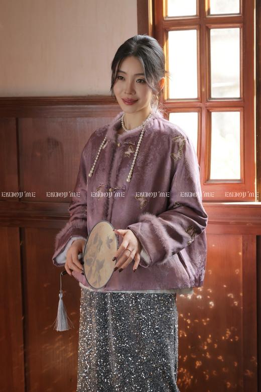 【门店同款】ENJOY冬季“烟火漫春”花枝蝶憩中式羽绒外套 169094049 商品图5