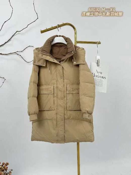 H25A6X030#高端连帽立领中长款羽绒服外套 商品图2