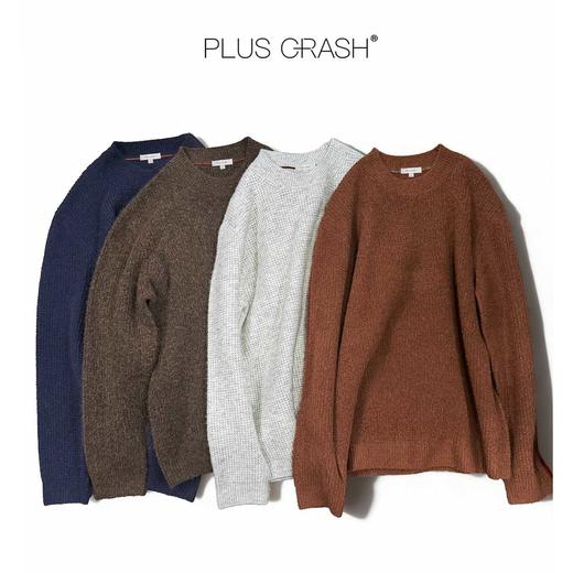 PLUS CRASH羊毛混纺元宝针华夫格毛衣套头加厚针织男PC55SW83 商品图2