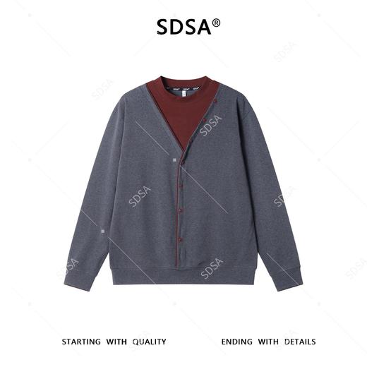 26WY30SDSA男士秋冬新款痞帅男装韩版简约撞色假两件圆领百搭宽松上衣 商品图1