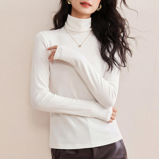 「自j」全新升级【铂金会员119/天猫159/差价40】(03208)洛诗琳美利奴精纺绵羊毛打底衫2026春季新款高领打底上衣 商品图3