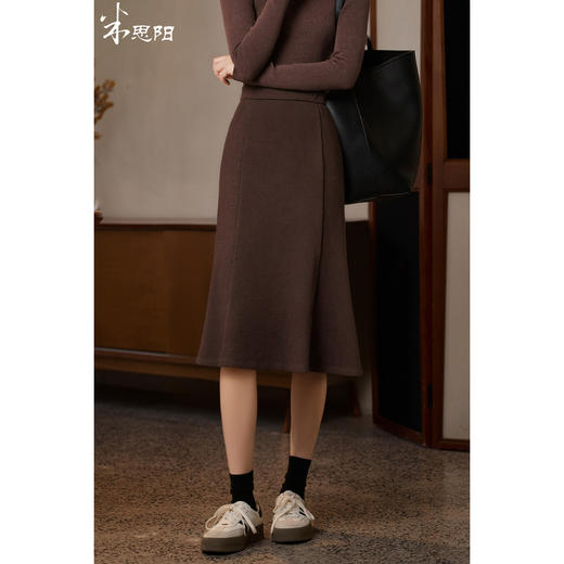 醋酸羊毛鱼尾裙 绒感锁温 定烫不易变形 米思阳2026春新款优雅高腰显瘦中长款半身裙女5694 商品图0