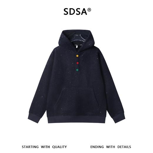 26WY32SDSA男士秋冬新款痞帅男装美式重磅亮片半纽扣连帽卫衣百搭宽松 商品图1