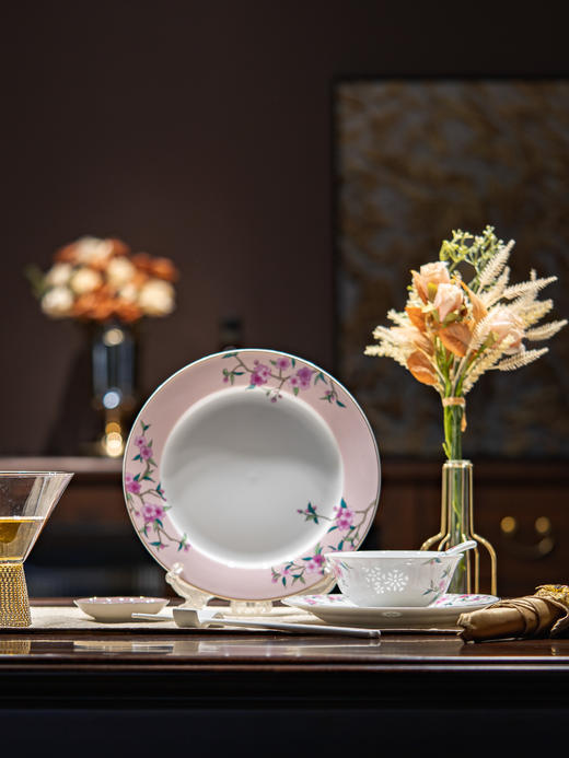 富玉陶瓷景德镇一人食家用高颜值玲珑乔迁之喜入宅搬家礼物餐具 商品图0