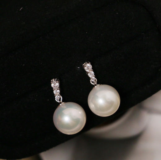 「邂逅款」淡水珍珠耳坠 10-11mm ji光 正圆 微微瑕 浪漫百搭款 S925银配件 商品图0
