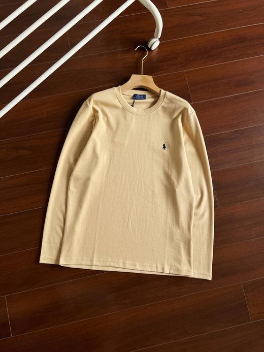 啦夫劳伦T恤男圆领精致刺绣小标 纯色简约长袖秋冬上衣T恤 商品图5