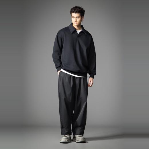 PINLI品立2026春季新款男士宽松翻领纯色落肩袖套头卫衣上衣潮牌B262109003 商品图4