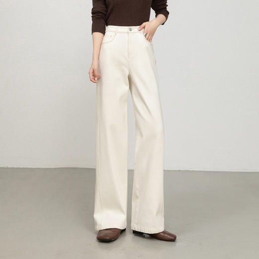 丁摩棉高腰显瘦直筒牛仔裤女新款宽松阔腿百搭裤子莱赛尔ALW25239 商品图3