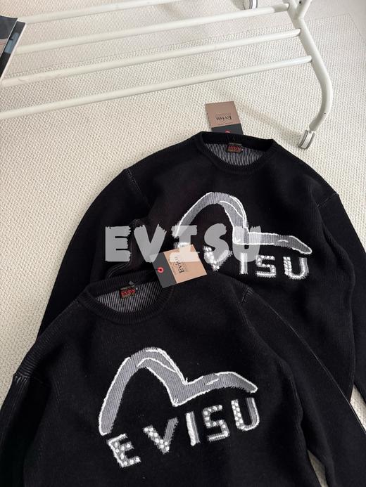 福神男款海鸥和商标嵌花针织套头宽松毛衣 商品图3