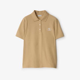 BURBERRY 巴宝莉 女士马术骑士印章刺绣棉质短袖polo衫 浅黄色 8110928 B8626