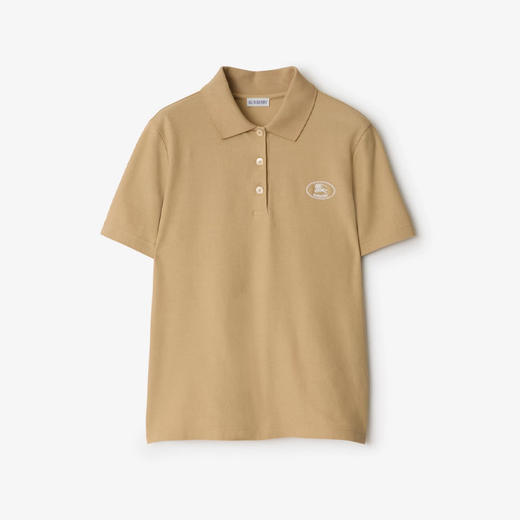 BURBERRY 巴宝莉 女士马术骑士印章刺绣棉质短袖polo衫 浅黄色 8110928 B8626 商品图0