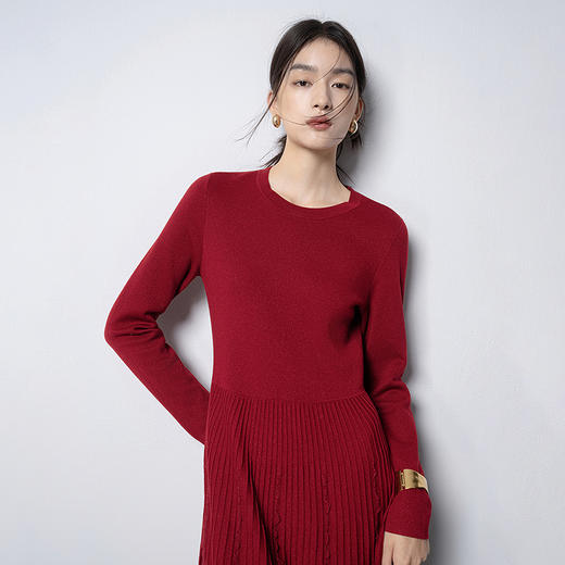 【林栖设计小店】花意妙影|彩葱花边优雅百搭2026早春新款多色毛织连衣裙T1961362 商品图3