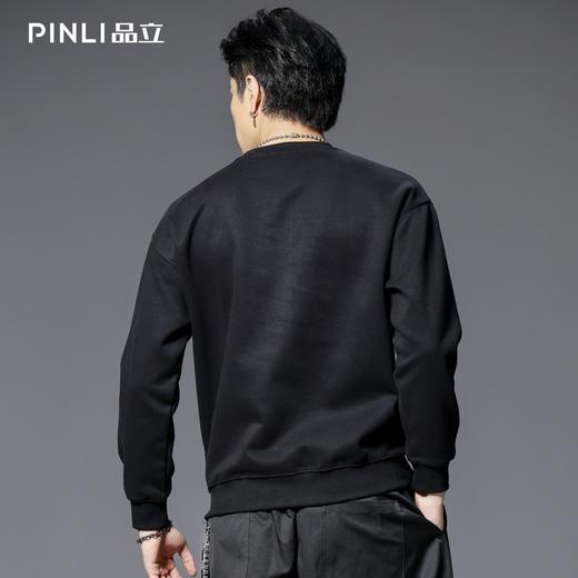 PINLI品立2025秋季新款男字母印花圆领宽松套头卫衣上衣青年潮牌BG253109019 商品图3