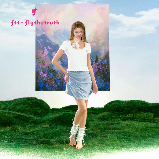 FTT FlyTheTruth  灵动 纯欲珍珠边正肩短袖女夏季百搭显瘦U领T恤 商品图2