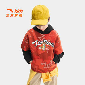 疯狂动物城IP联名安踏儿童卫衣男童针织连帽套头衫2026年新款卫衣352618748S