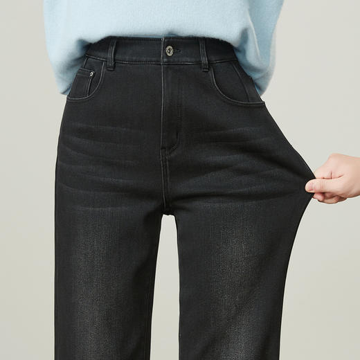 【两个裤长！窄版-厚绒直筒】逸阳冬加绒加厚弹力保暖宽松显瘦直筒牛仔裤3531 商品图2