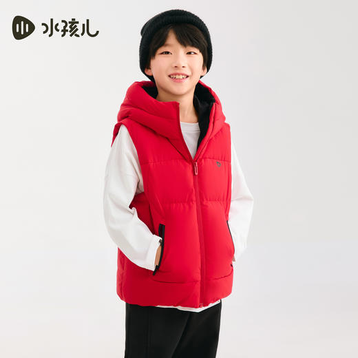 水孩儿童装羽绒马甲女童2025冬季新品轻暖鸭绒背心男童连帽外套 商品图2