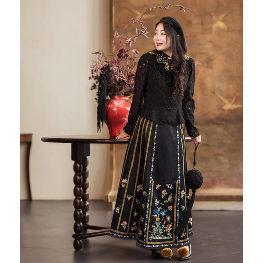 【林栖设计小店】【马面裙好搭档】蕾丝花影|新中式荷叶边拼接2026早春新款外套上衣1961113 商品图1