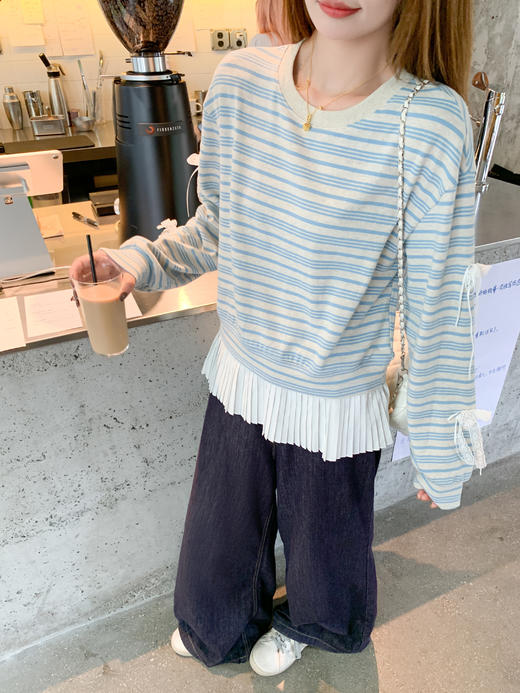 <曾小咸推荐>现货秒杀 ！微信超特价！撞色条纹拼接长袖 日常199.99 立减110 秒杀89.99！！ 商品图7