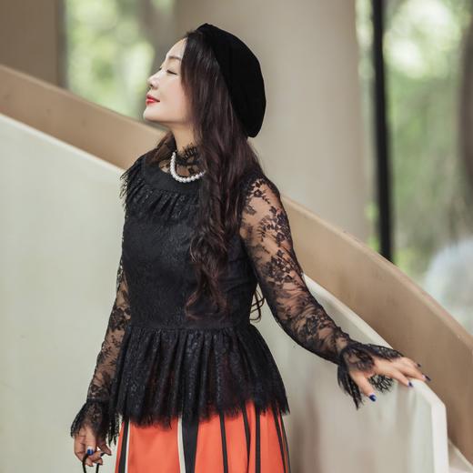 【林栖设计小店】生活在左优雅衬衣蕾丝花边修身2025秋季新款上衣女1953081 商品图3