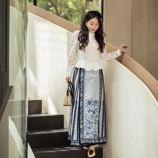 【林栖设计小店】【马面裙好搭档】蕾丝花影|新中式荷叶边拼接2026早春新款外套上衣1961113 商品图5