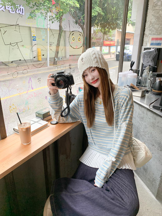 <曾小咸推荐>现货秒杀 ！微信超特价！撞色条纹拼接长袖 日常199.99 立减110 秒杀89.99！！ 商品图11