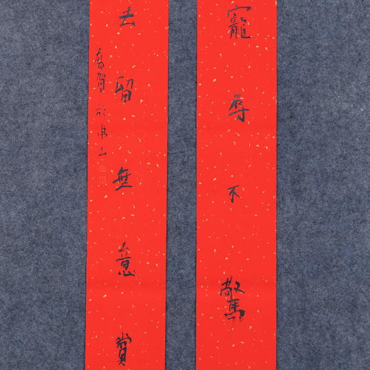 朱广贺《宠辱不惊观燕舞 去留无意赏花闲》88.5x11.5cmx2 手写纸本春联纸书法对联 商品图2