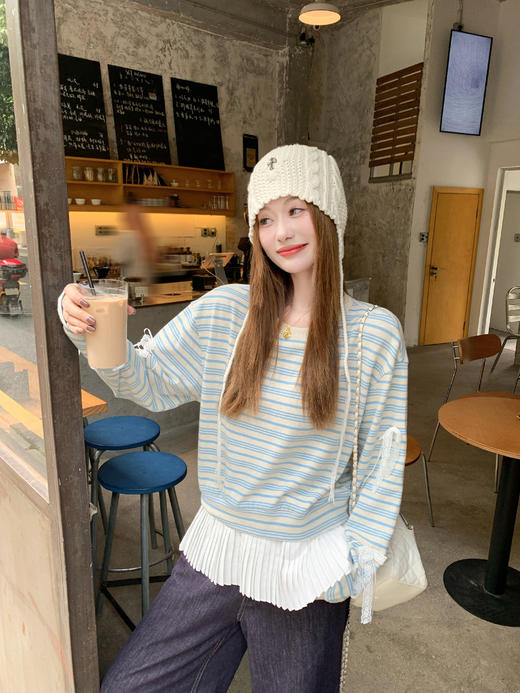 <曾小咸推荐>现货秒杀 ！微信超特价！撞色条纹拼接长袖 日常199.99 立减110 秒杀89.99！！ 商品图12