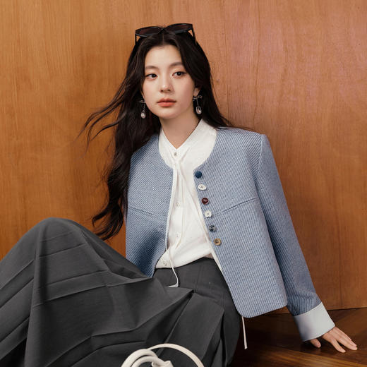 【商场同款】诗凡黎浪漫系带衬衫2025秋新款通勤上衣女3G8321301 商品图3