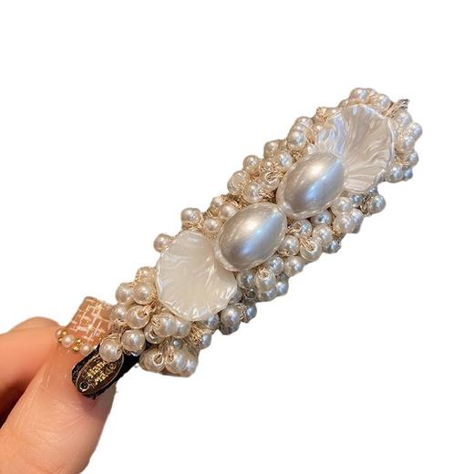 丁摩 法式小香风仿珍珠边夹女高级感重工碎发鸭嘴夹新款发卡发饰5ZF-151 商品图4