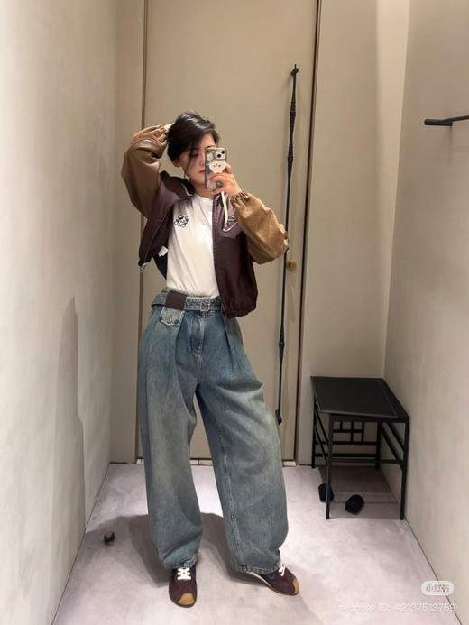 16-7独家圆正 Lew水洗蓝高腰单宁布牛仔裤 灯笼气球阔腿裤 我穿40码 商品图6