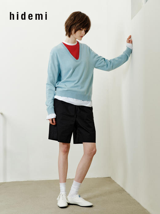 hidemi副线小h 设计感撞色套头上衣毛衣打底针织衫 商品图9
