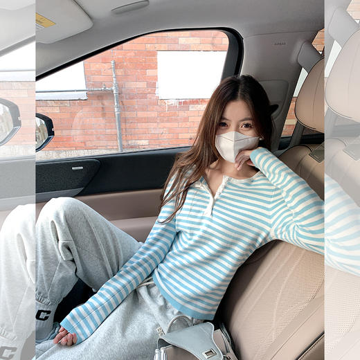 <曾小咸推荐>现货秒杀 ！微信超特价！韩系条纹针织衫 日常139.99 立减60 秒杀79.99！！ 商品图9