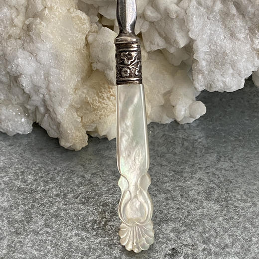 欧洲雕花贝母古董餐叉 圈口纯银➕叉子镀银 X1444 商品图2