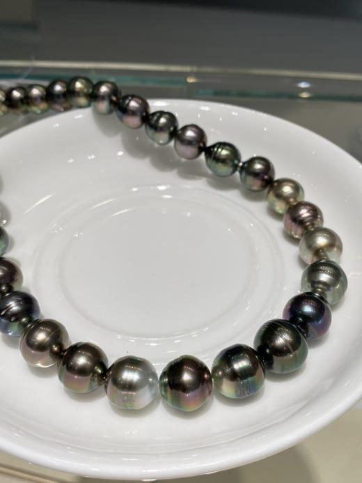 【私席真珠·新年盛宴】大溪地混彩螺纹黑珍珠项链，晕彩丰富，珠光巨亮 商品图0