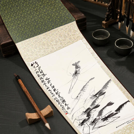 【北京文物交流中心】齐白石虾趣卷轴画竖版卷轴带荧光 商品图7