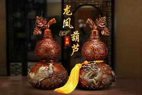 全铜彩绘龙凤葫芦摆件