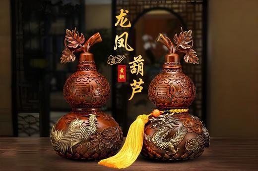 全铜彩绘龙凤葫芦摆件 商品图0