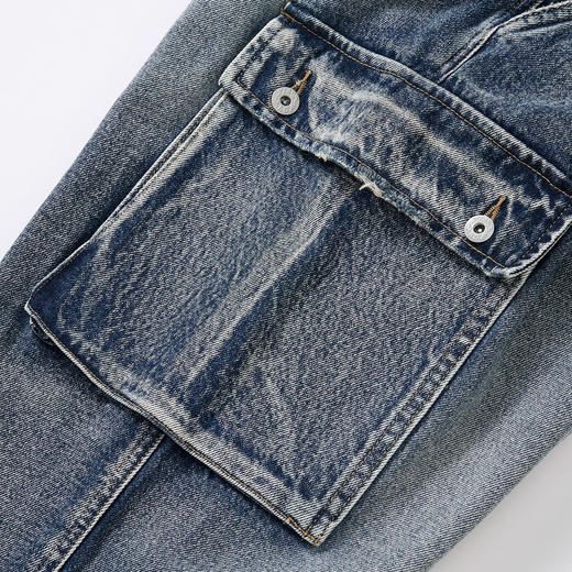 714stree美式复古水洗宽松牛仔裤男款2026春季立体口袋直筒工装裤 商品图4