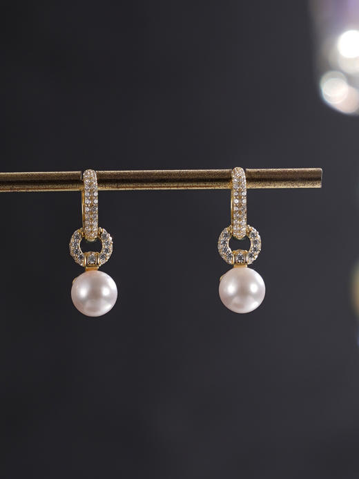 子佩集【甜心环梦】银S925珍珠惜王妃耳环【XXED011】6.5mm珠环环相扣圆圈镀金2601 商品图5