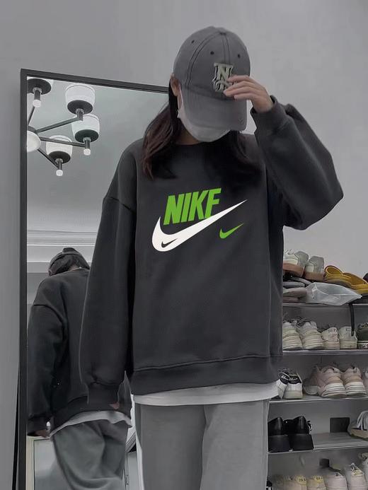 奈克新款高级灰水泥灰印花圆领卫衣情侣款 商品图1