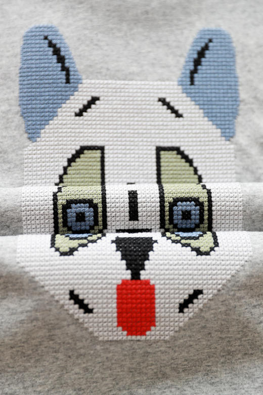 手工刺绣tee，背后大印花。胸口小标祖灰全棉圆领短袖t恤E010660 商品图12