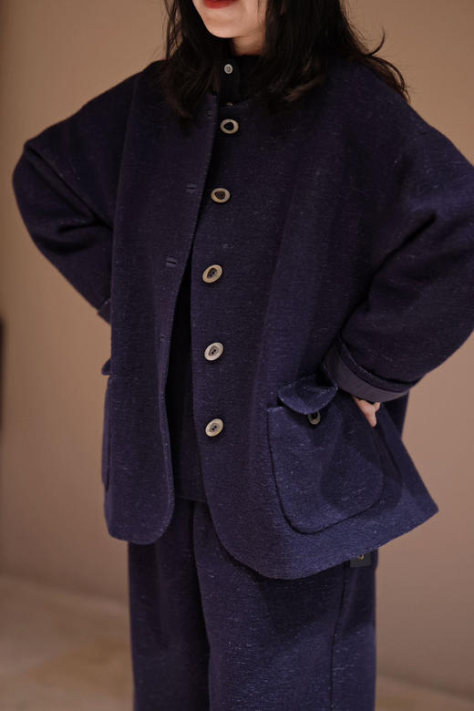 【预售】黄阿福 羊毛小圆领外套 商品图2