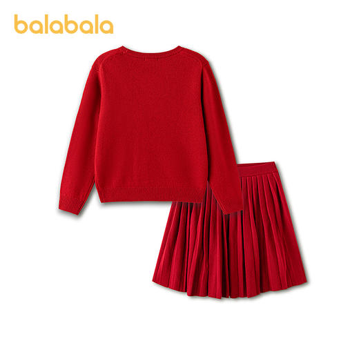 巴拉巴拉童装儿童套装两件套中大童女童春装羊毛衫甜美百褶裙新年 商品图2