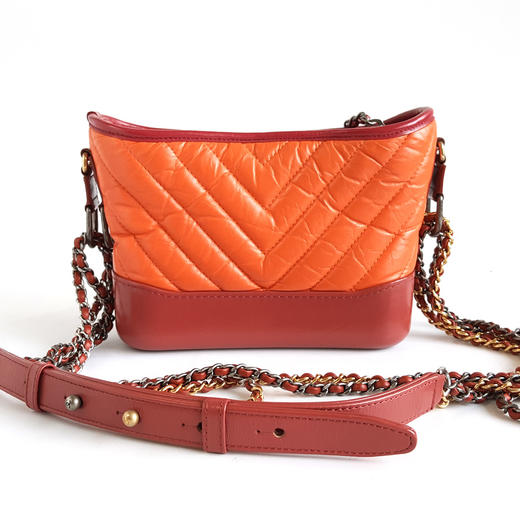 【95新】CHANEL香奈儿Gabrielle系列A91810 Y83983 K1164小号红橘拼色V纹Gabrielle流浪包单肩斜挎包女士 311225AK19 商品图4