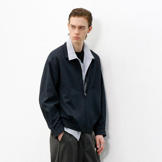 714street高级泡泡纱肌理感面料翻领夹克2026春季复古宽松外套男 商品图1