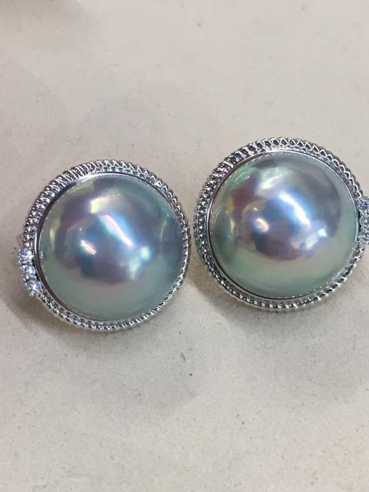 【私席真珠·新年盛宴】极光银蓝马贝耳拍18-19 mm ，孤品 商品图0
