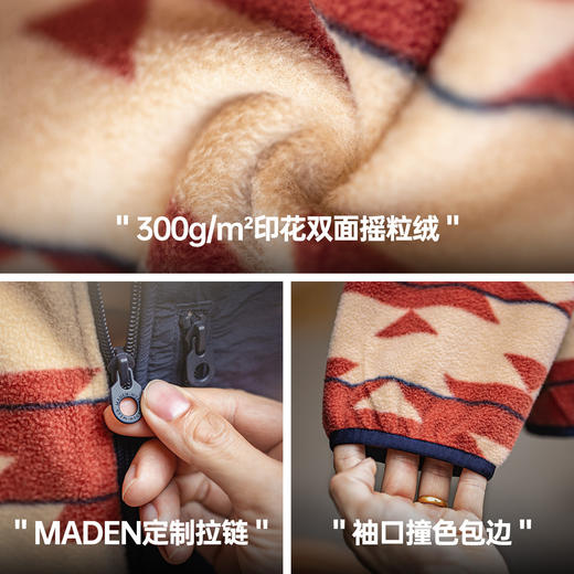 马登工装美式纳瓦霍摇粒绒卫衣抓绒软糯拉链开衫双面立领外套男春 商品图2